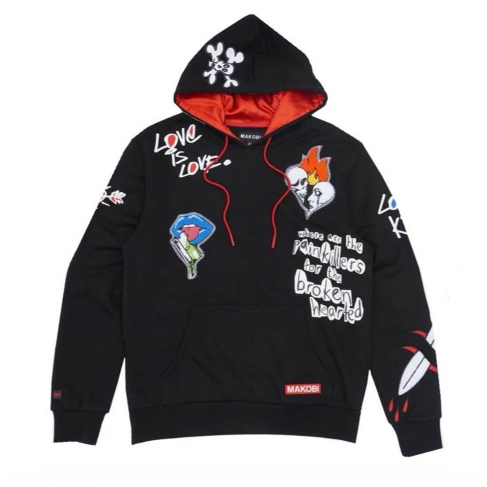 Makobi MK Hoodie Love Kills Black Urban Streetwear‎  2XL
